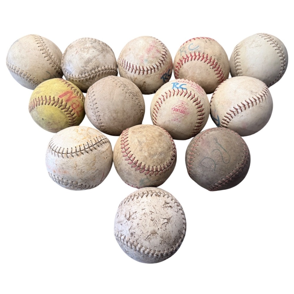 Bulk Lot 13 Assorted Softballs Worth Thunder Bobby Sox Practice Balls‎ White